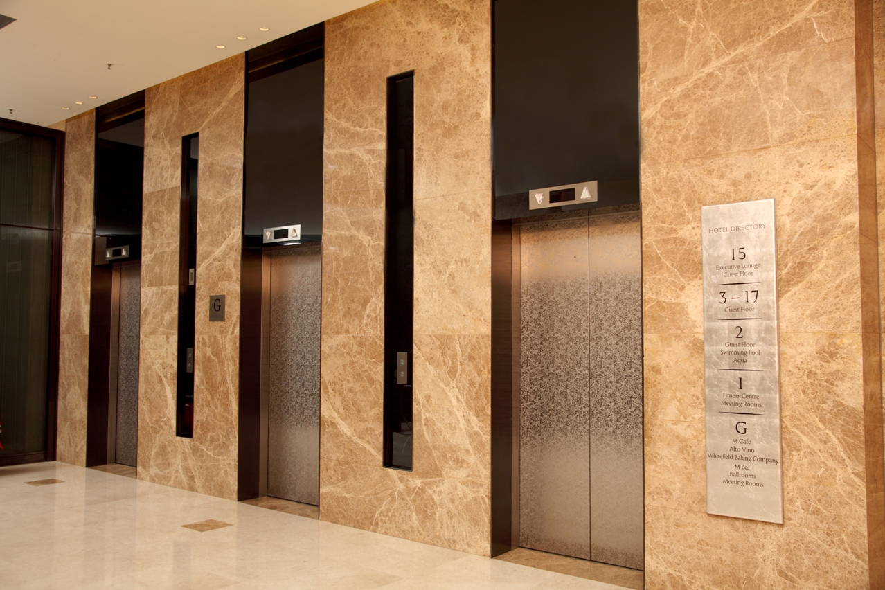 Corporate HQ elevator lobby installation, Bangalore